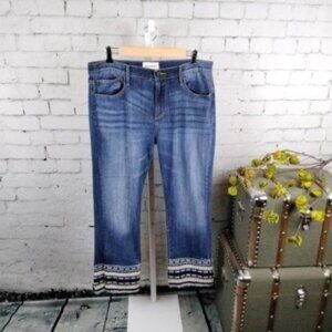 Driftwood Colette High-rise Straight Leg Cropped Embroidered Jeans Blue Size 31